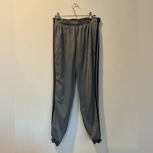 Adidas Dark Heather Gray Joggers with Black Accents